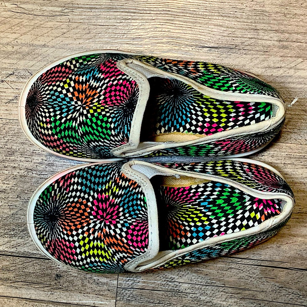 Colorful Vintage Toddler Slip-On Canvas Shoes Size 6